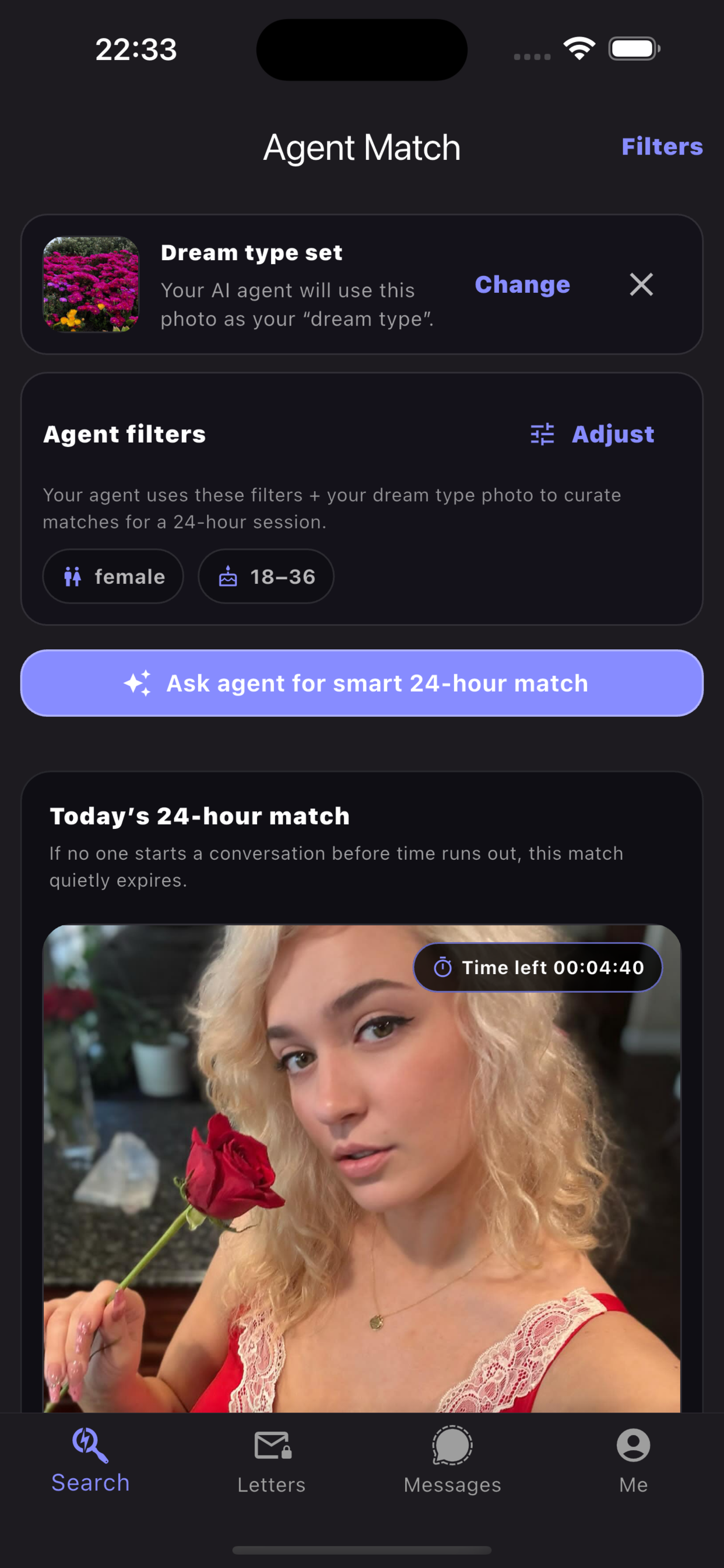 Datvil match & letters screen